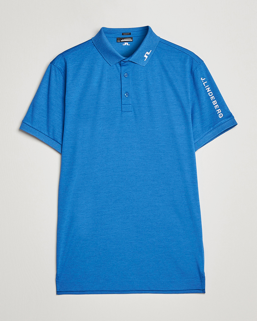 Hombres | Polos | J.Lindeberg | Tour Tech Regular Fit Polo Lapis Blue Melange