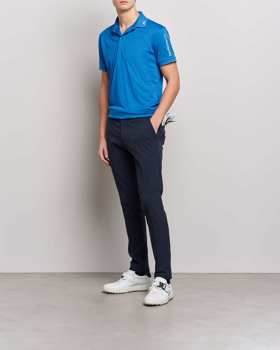 Hombres | Polos | J.Lindeberg | Tour Tech Regular Fit Polo Lapis Blue Melange