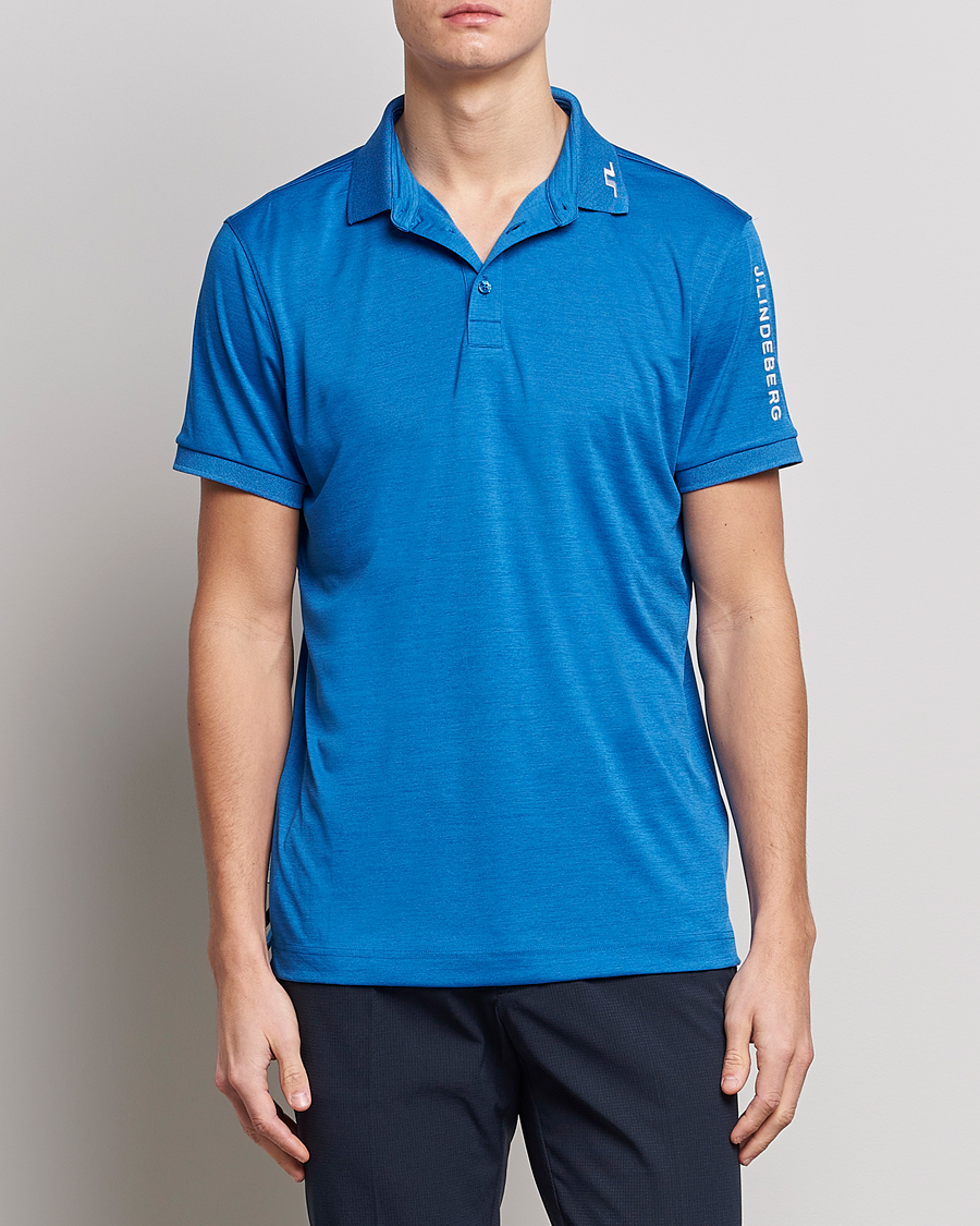 Hombres | Polos | J.Lindeberg | Tour Tech Regular Fit Polo Lapis Blue Melange