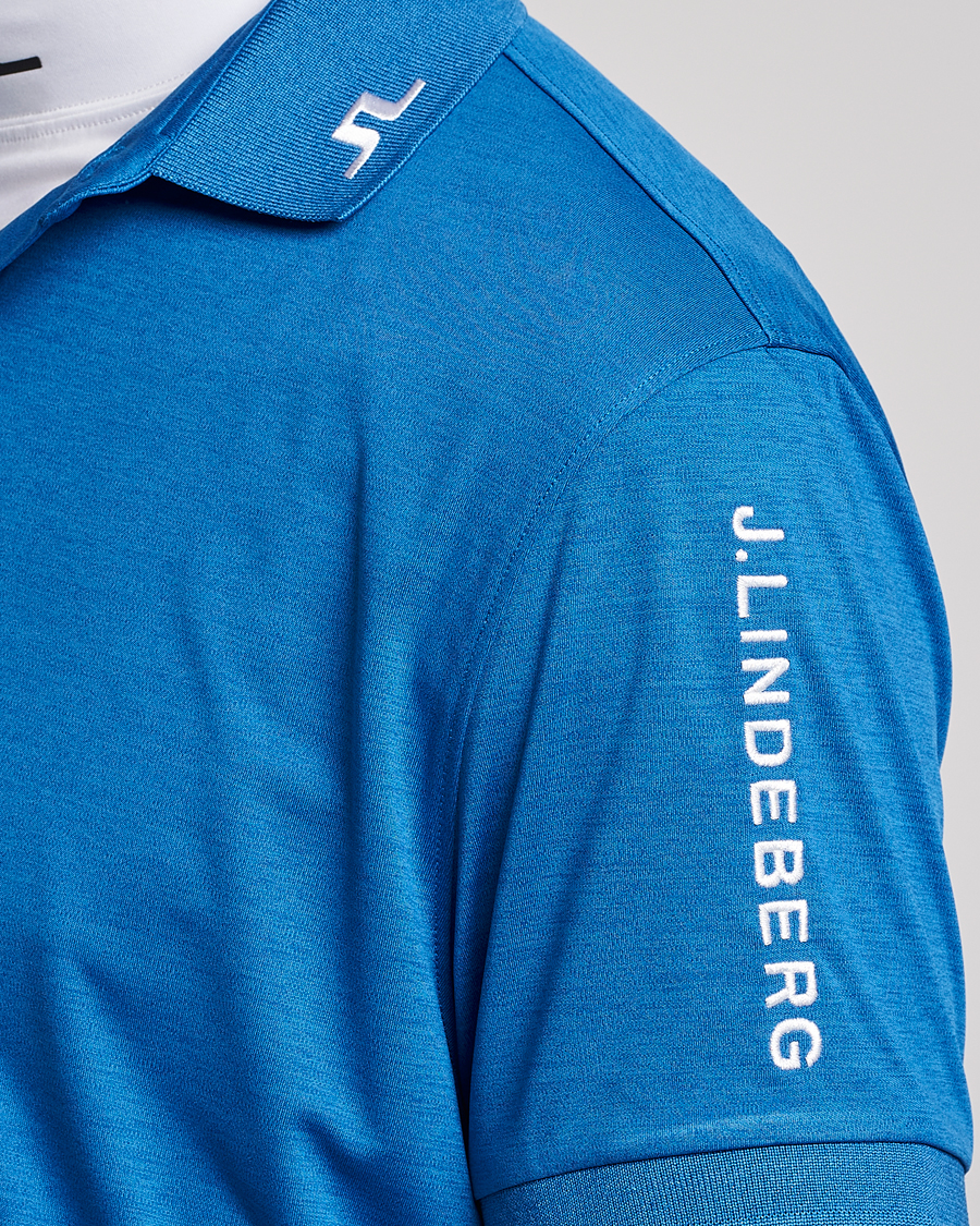 Hombres | Polos | J.Lindeberg | Tour Tech Regular Fit Polo Lapis Blue Melange