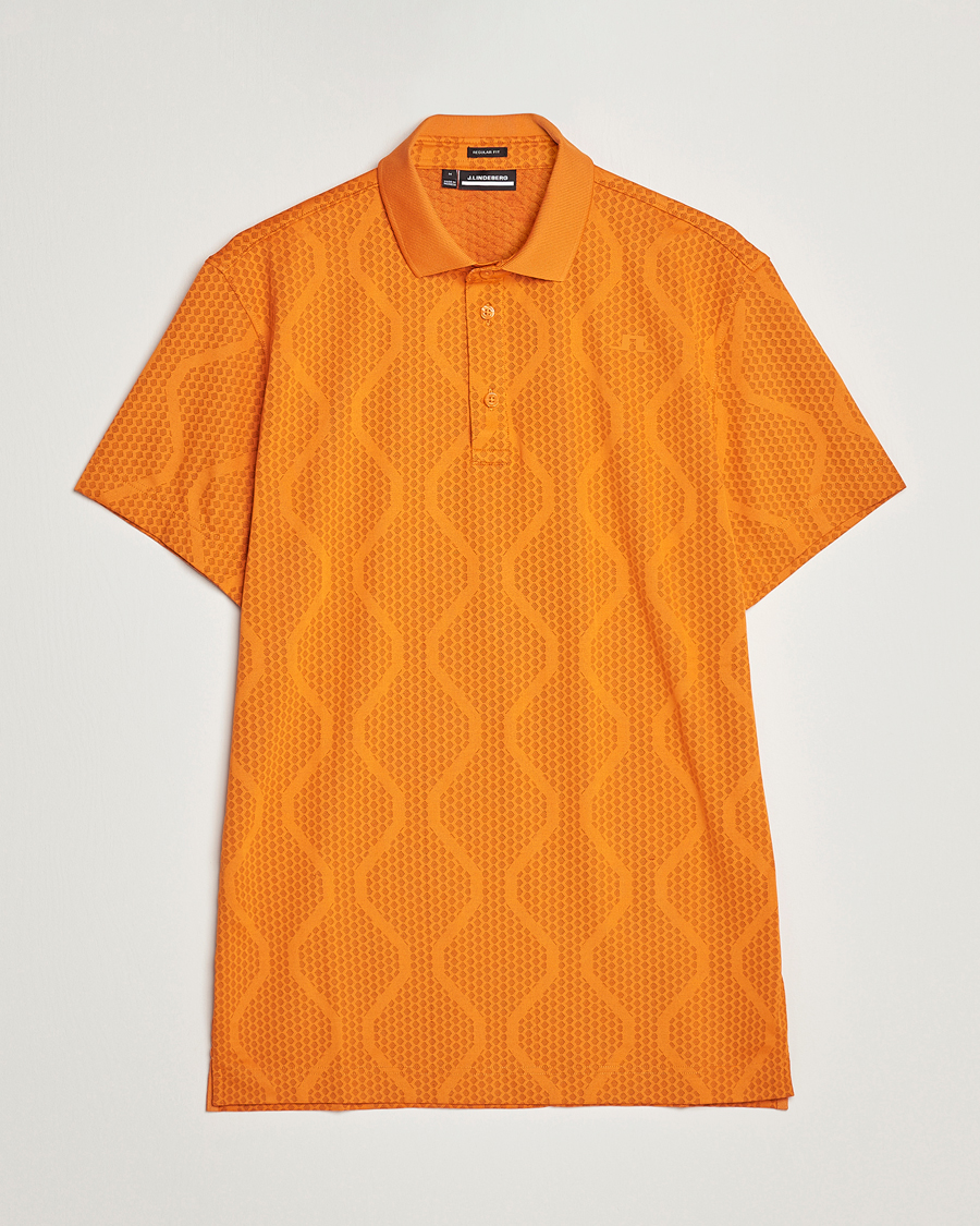 Hombres | Polos | J.Lindeberg | Mat Jacquard Regular Fit Polo Russet Orange