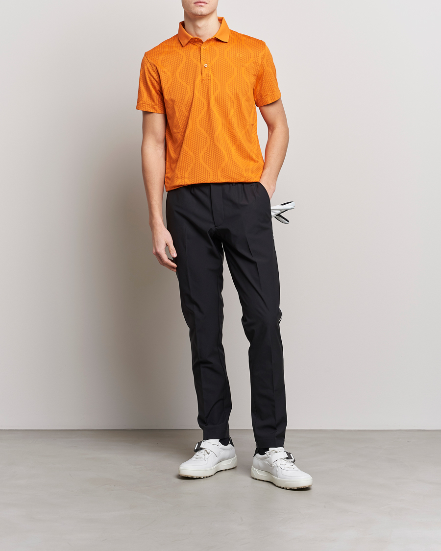 Hombres | Polos | J.Lindeberg | Mat Jacquard Regular Fit Polo Russet Orange