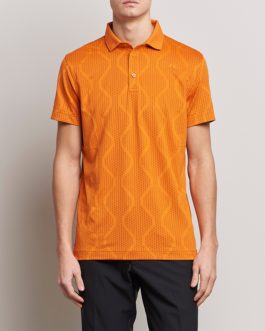 Hombres | Polos | J.Lindeberg | Mat Jacquard Regular Fit Polo Russet Orange