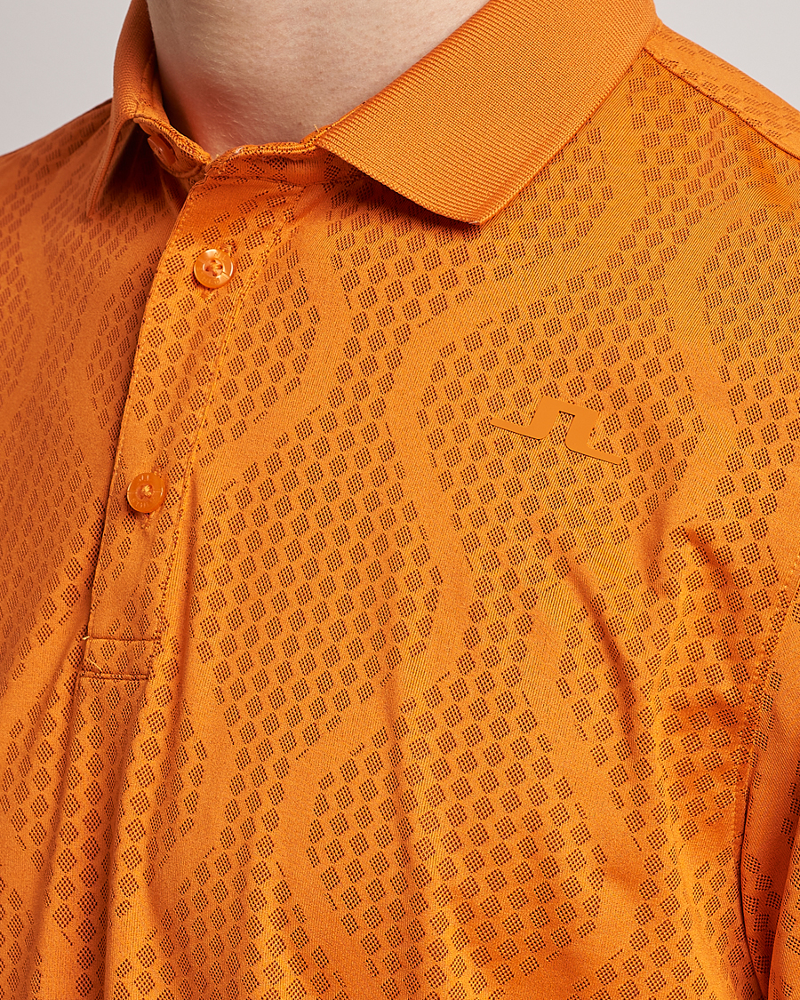 Hombres | Polos | J.Lindeberg | Mat Jacquard Regular Fit Polo Russet Orange