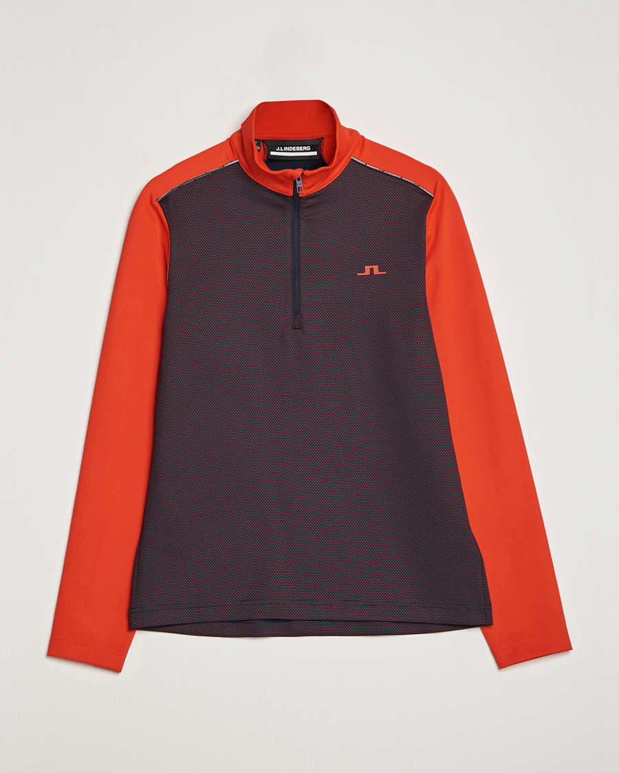 Hombres | Jerséis y prendas de punto | J.Lindeberg | Terry Mid Layer Half Zip Fiery Red