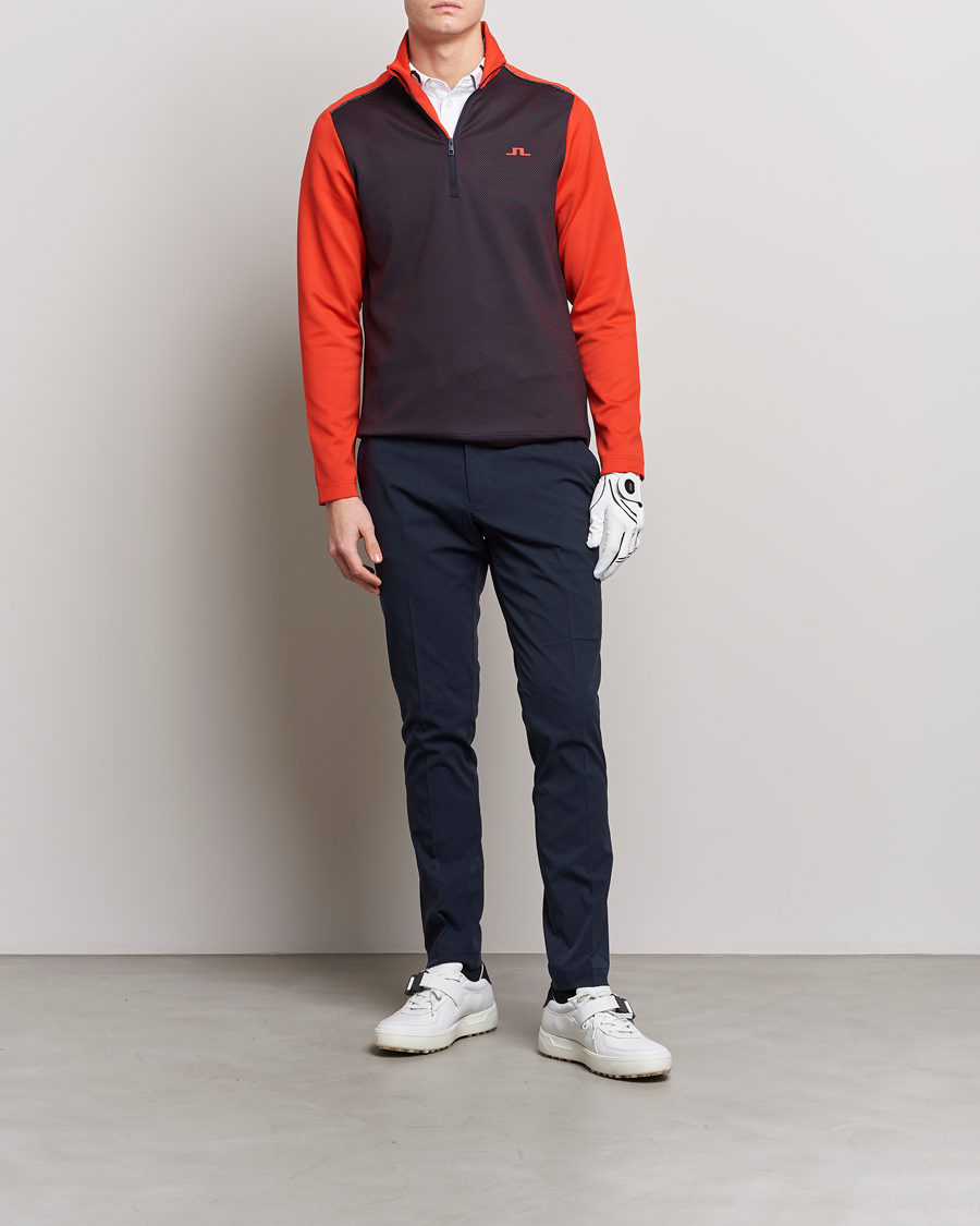 Hombres | Jerséis y prendas de punto | J.Lindeberg | Terry Mid Layer Half Zip Fiery Red