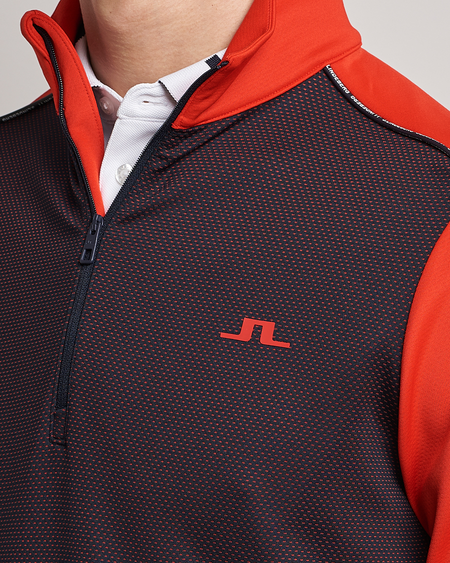 Hombres | Jerséis y prendas de punto | J.Lindeberg | Terry Mid Layer Half Zip Fiery Red