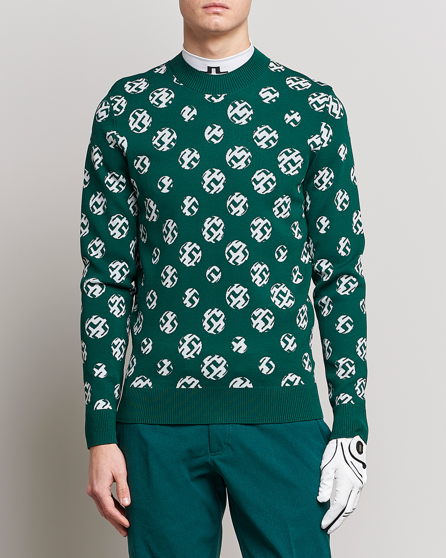 Hombres | Jerséis y prendas de punto | J.Lindeberg | Gus Jaccquard Knitted Sweater Rain Forest