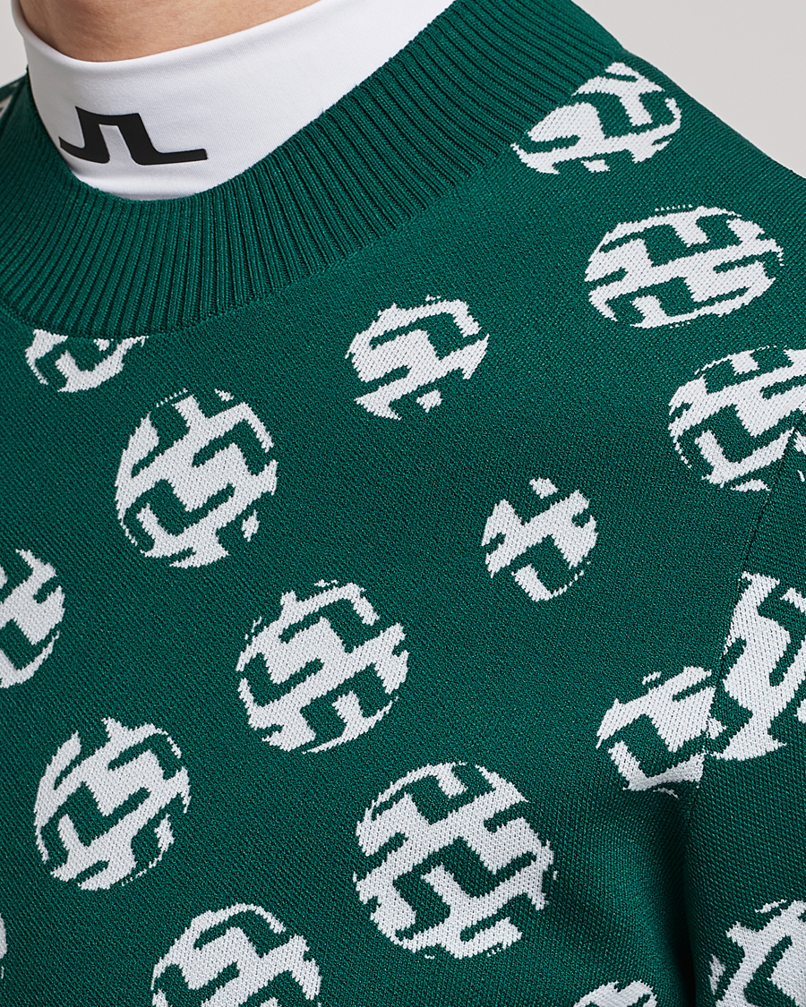 Hombres | Jerséis y prendas de punto | J.Lindeberg | Gus Jaccquard Knitted Sweater Rain Forest