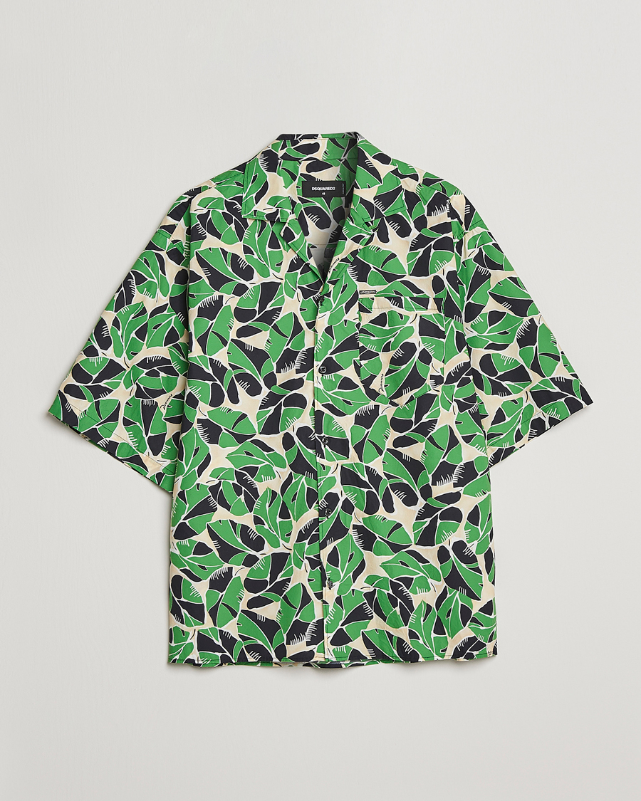 Hombres | Camisas | Dsquared2 | Printed Bowling Shirt Beige/Green