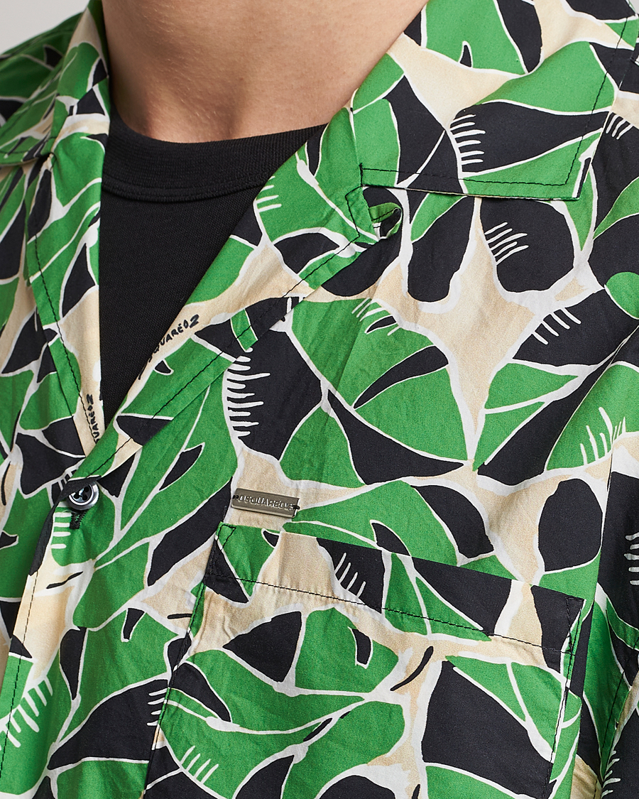 Hombres | Camisas | Dsquared2 | Printed Bowling Shirt Beige/Green