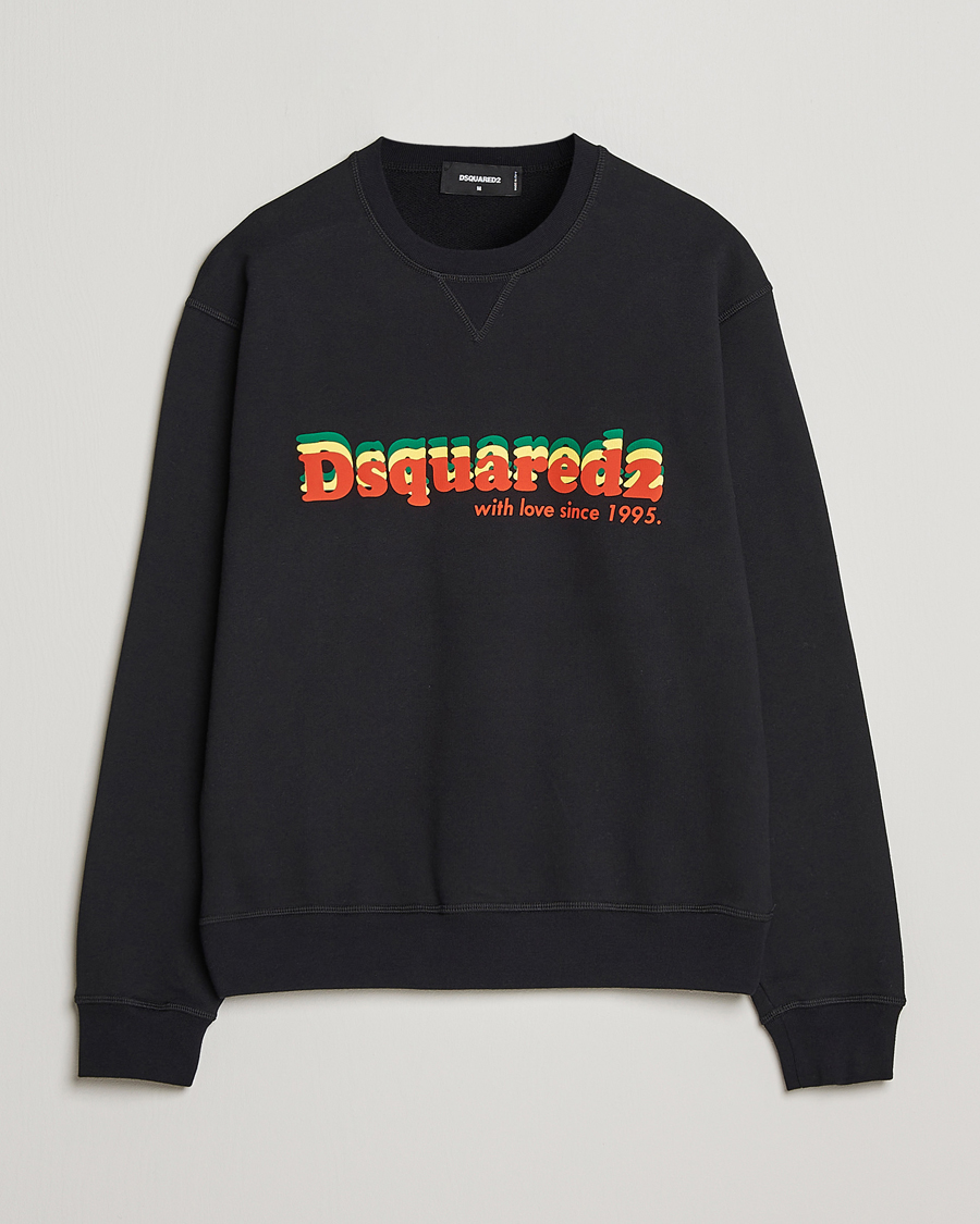 Hombres | Jerséis y prendas de punto | Dsquared2 | Printed Cotton Sweatshirt Black