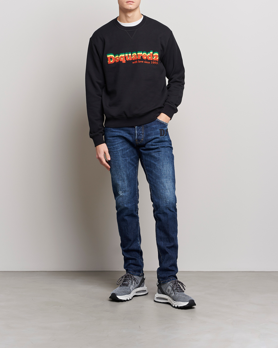 Hombres | Jerséis y prendas de punto | Dsquared2 | Printed Cotton Sweatshirt Black