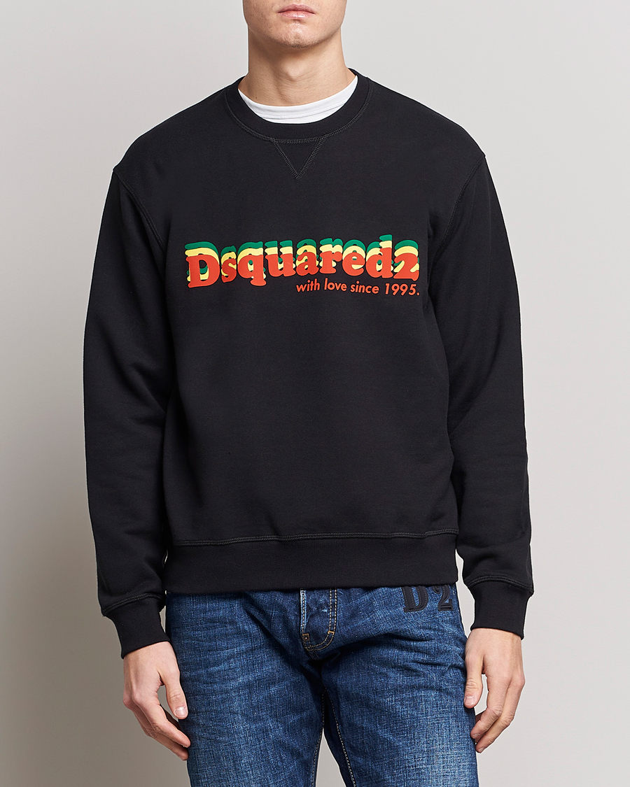 Hombres | Jerséis y prendas de punto | Dsquared2 | Printed Cotton Sweatshirt Black