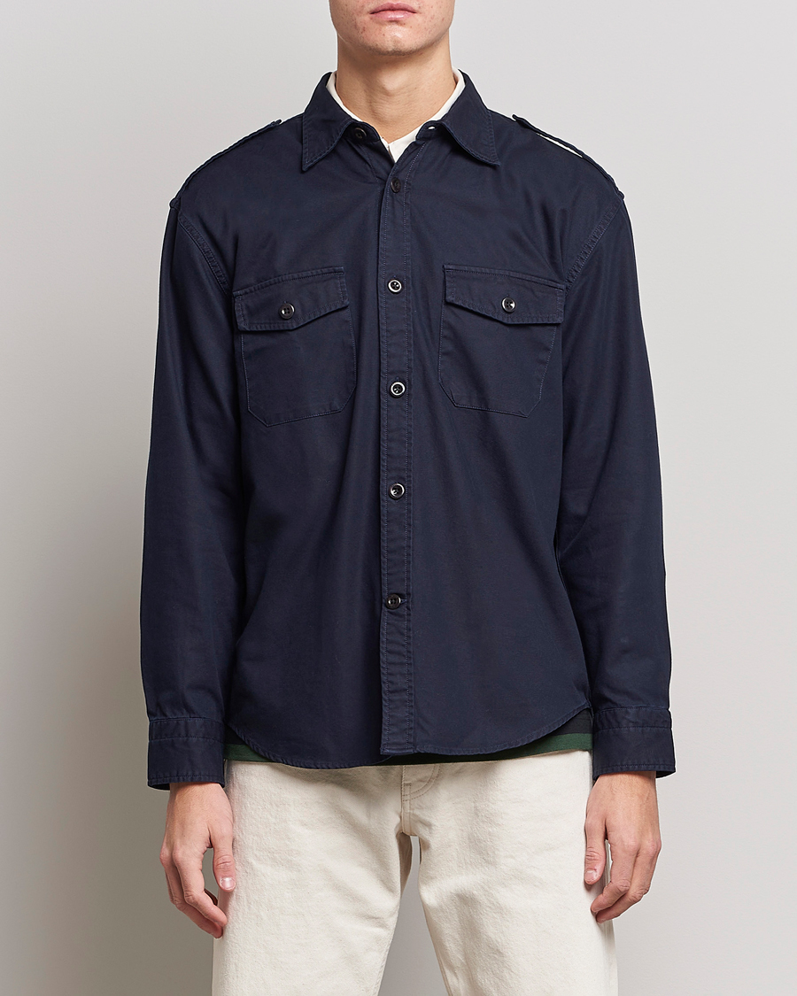 Hombres | Camisas | GANT | Solid Twill Overshirt Evening Blue