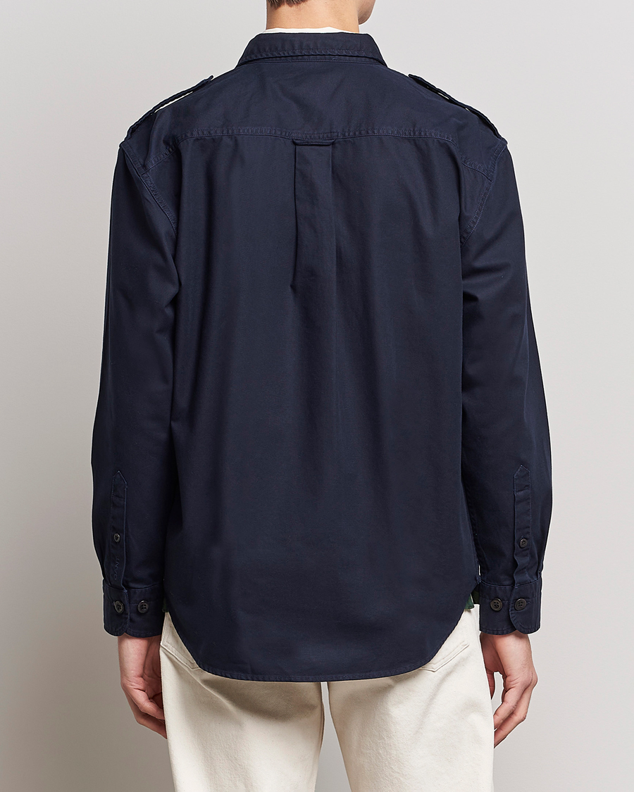Hombres | Camisas | GANT | Solid Twill Overshirt Evening Blue
