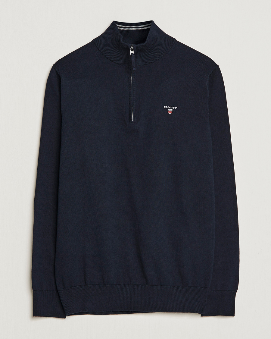 Hombres | Jerséis y prendas de punto | GANT | Classic Cotton Half-Zip Sweater Evening Blue