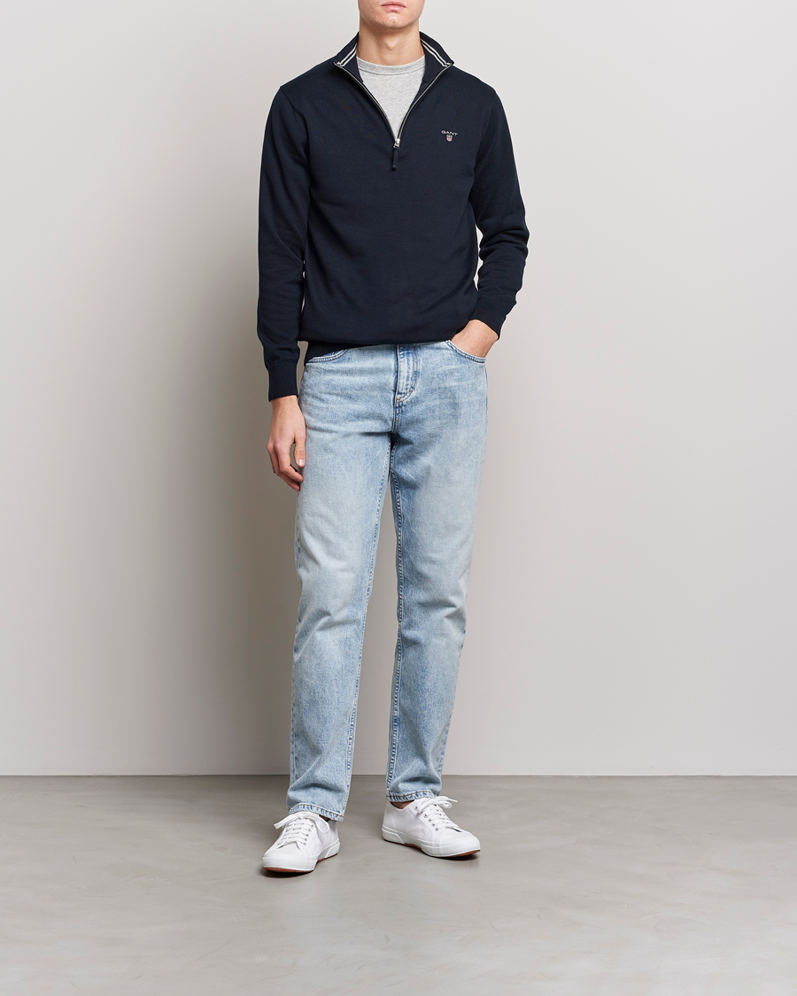 Hombres | Jerséis y prendas de punto | GANT | Classic Cotton Half-Zip Sweater Evening Blue