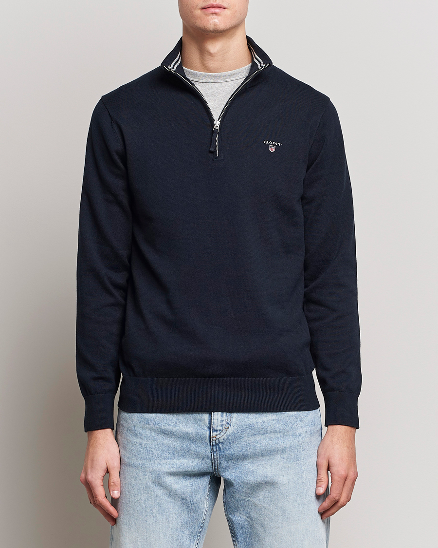 Hombres | Jerséis y prendas de punto | GANT | Classic Cotton Half-Zip Sweater Evening Blue
