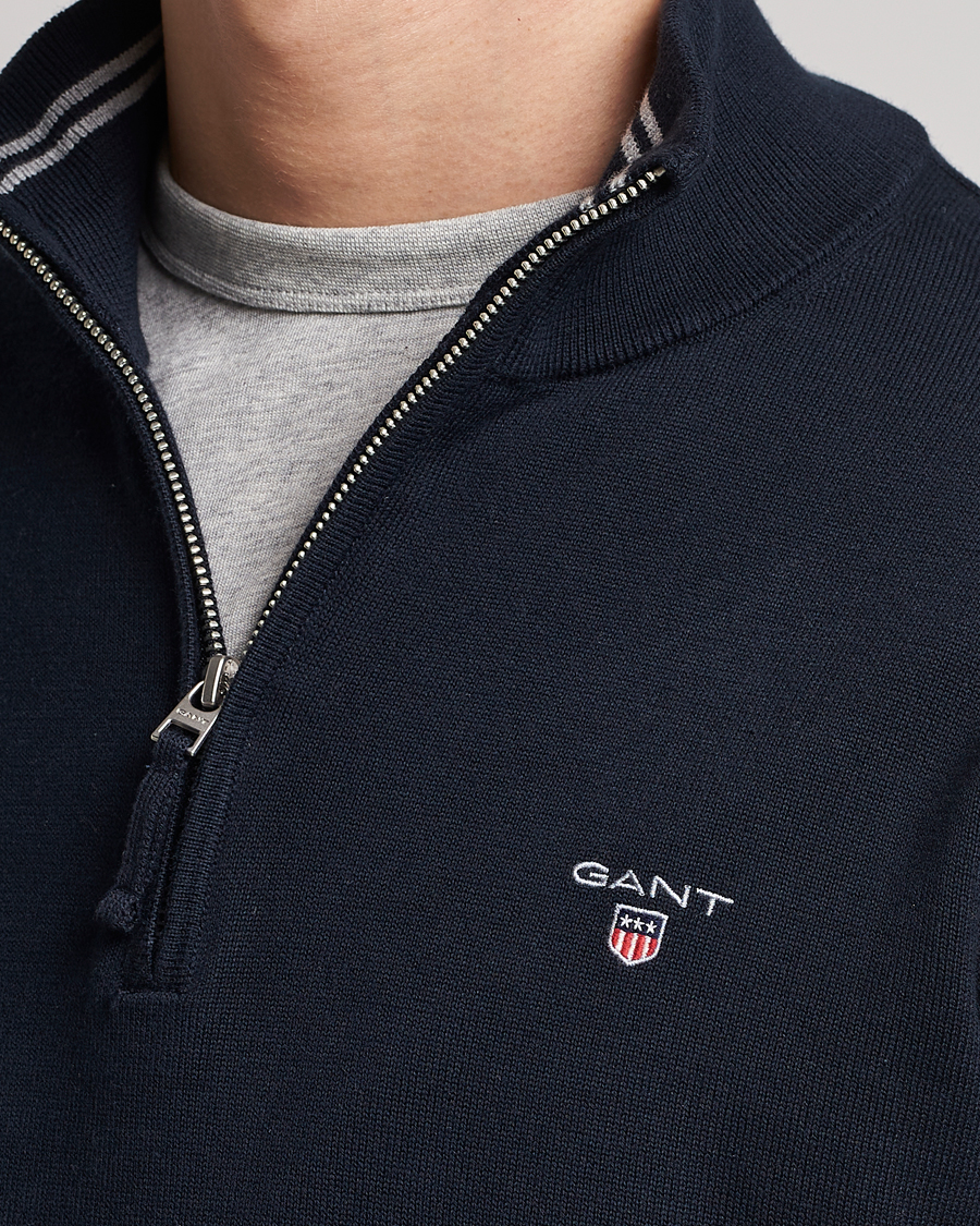 Hombres | Jerséis y prendas de punto | GANT | Classic Cotton Half-Zip Sweater Evening Blue