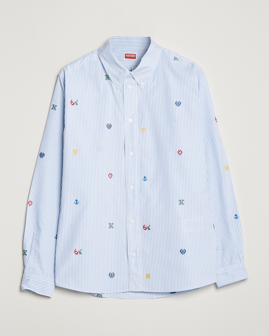 Hombres | Camisas | KENZO | Pixel Striped Casual Shirt Light Blue