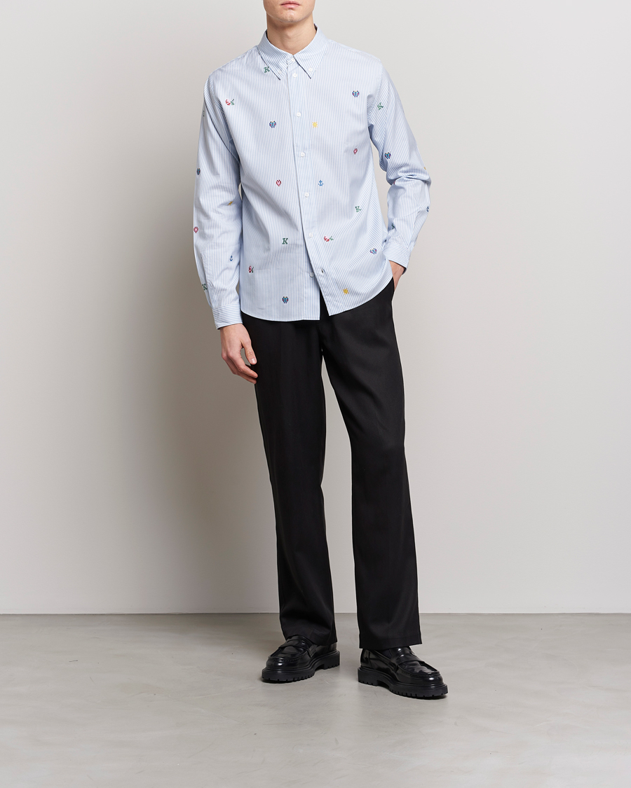 Hombres | Camisas | KENZO | Pixel Striped Casual Shirt Light Blue