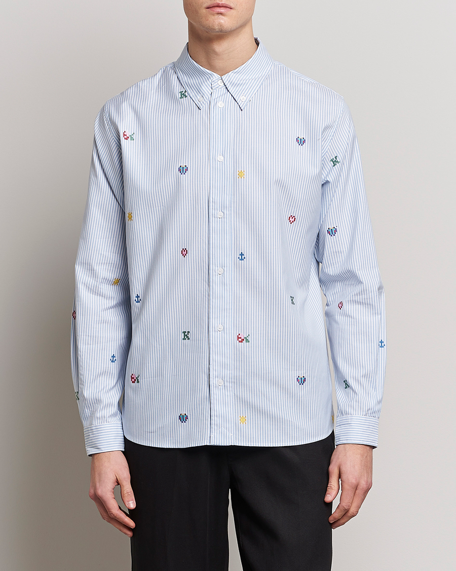 Hombres | Camisas | KENZO | Pixel Striped Casual Shirt Light Blue