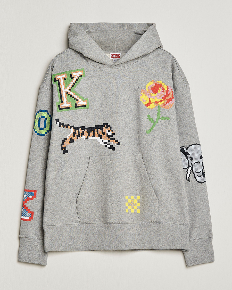 Hombres | Jerséis y prendas de punto | KENZO | Pixel Oversize Hoodie Pearl Grey