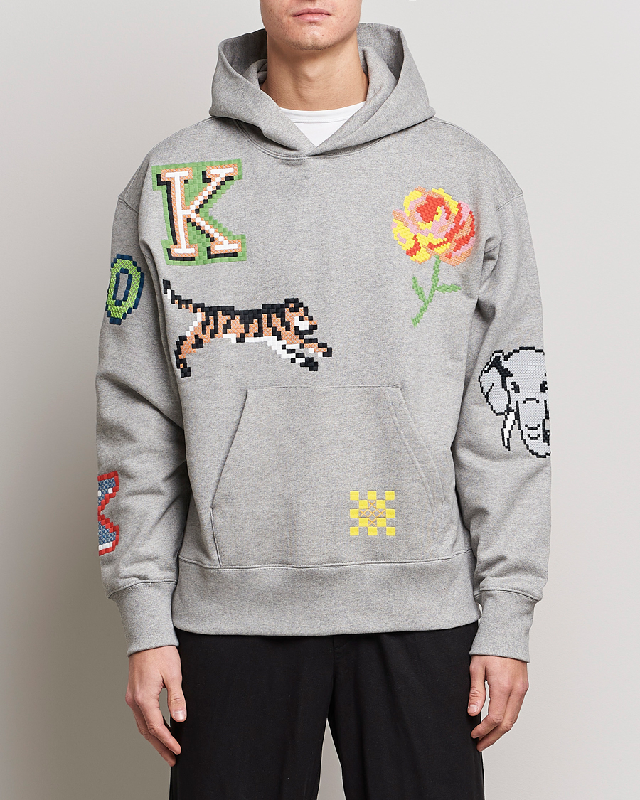 Hombres | Jerséis y prendas de punto | KENZO | Pixel Oversize Hoodie Pearl Grey