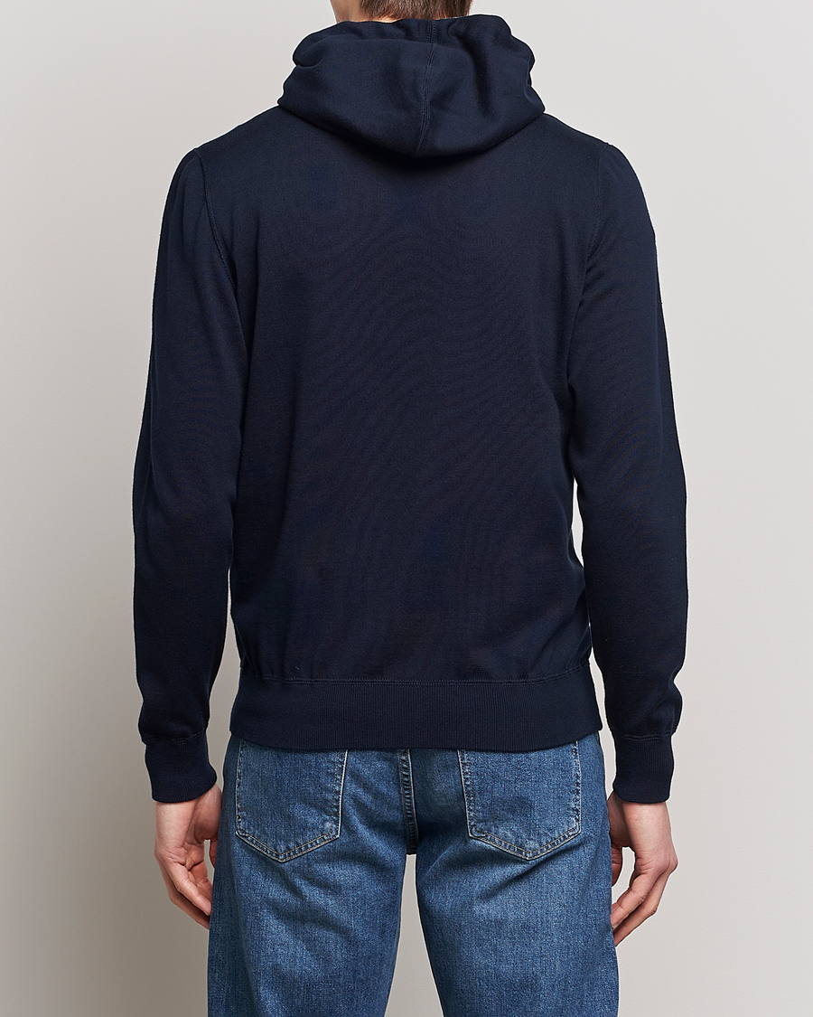 Hombres | Jerséis y prendas de punto | Kiton | Hooded Zip Sweater Navy