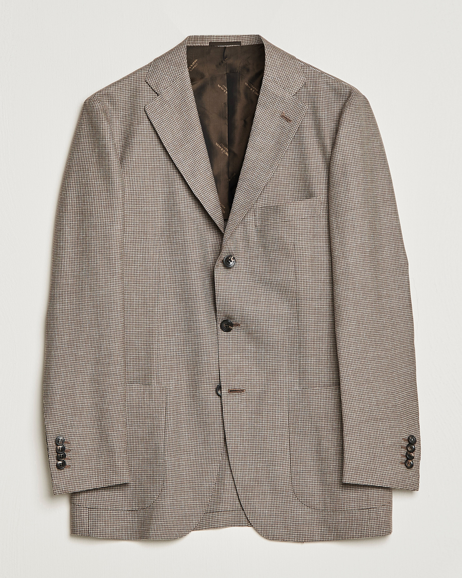 Hombres | Blazers | Kiton | Wool Houndstooth Blazer Beige