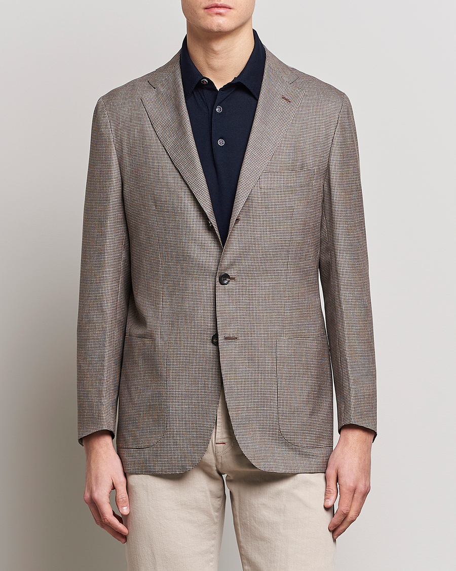 Hombres | Blazers | Kiton | Wool Houndstooth Blazer Beige