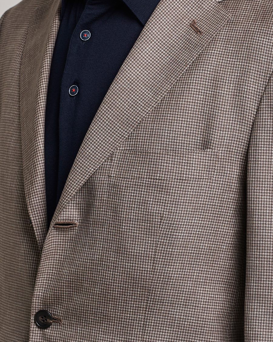 Hombres | Blazers | Kiton | Wool Houndstooth Blazer Beige