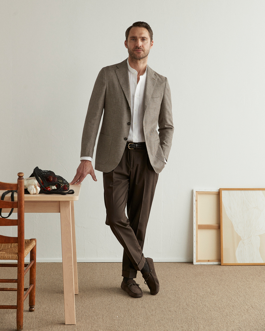 Hombres | Blazers | Kiton | Wool Houndstooth Blazer Beige