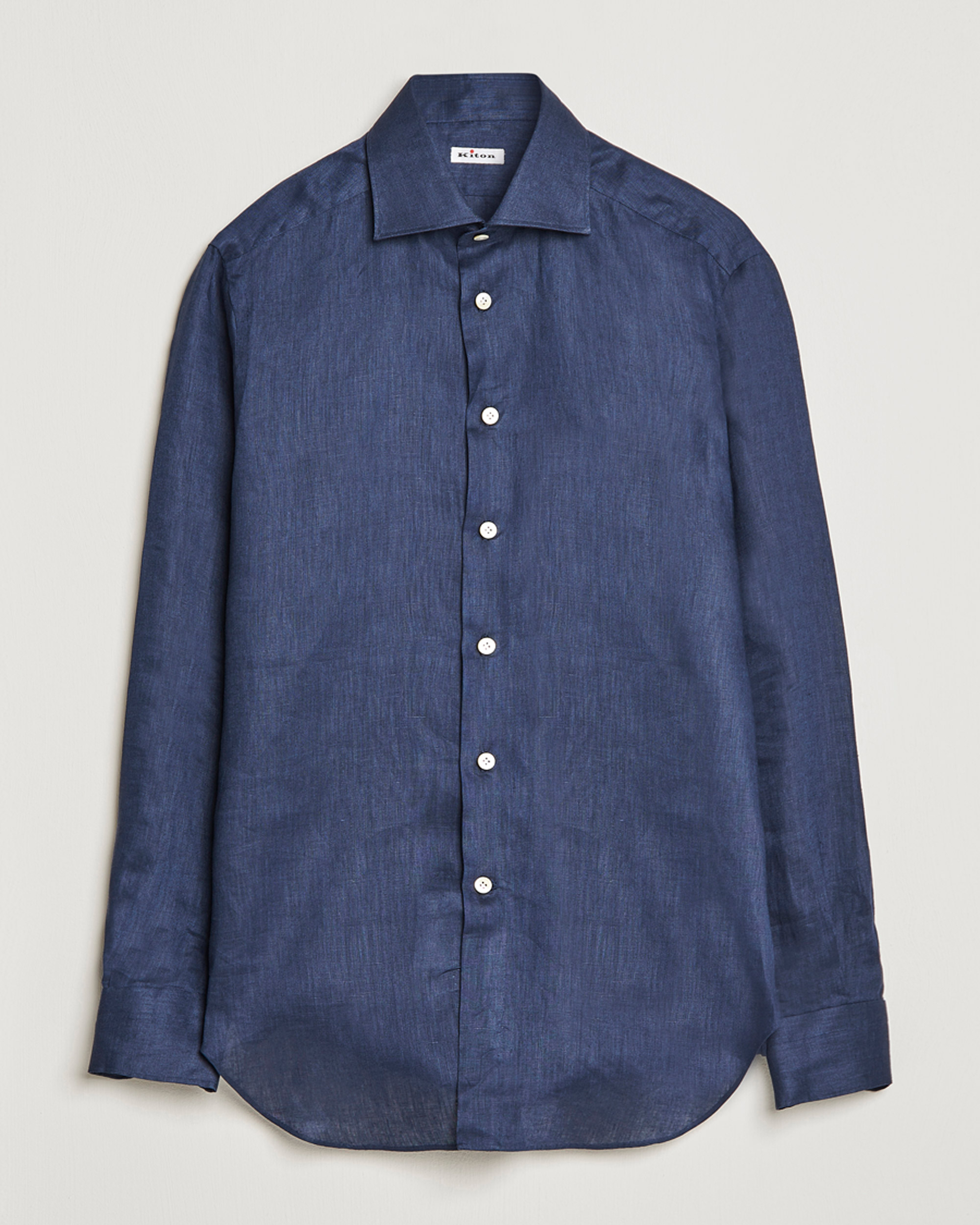Hombres | Camisas | Kiton | Linen Sport Shirt Navy