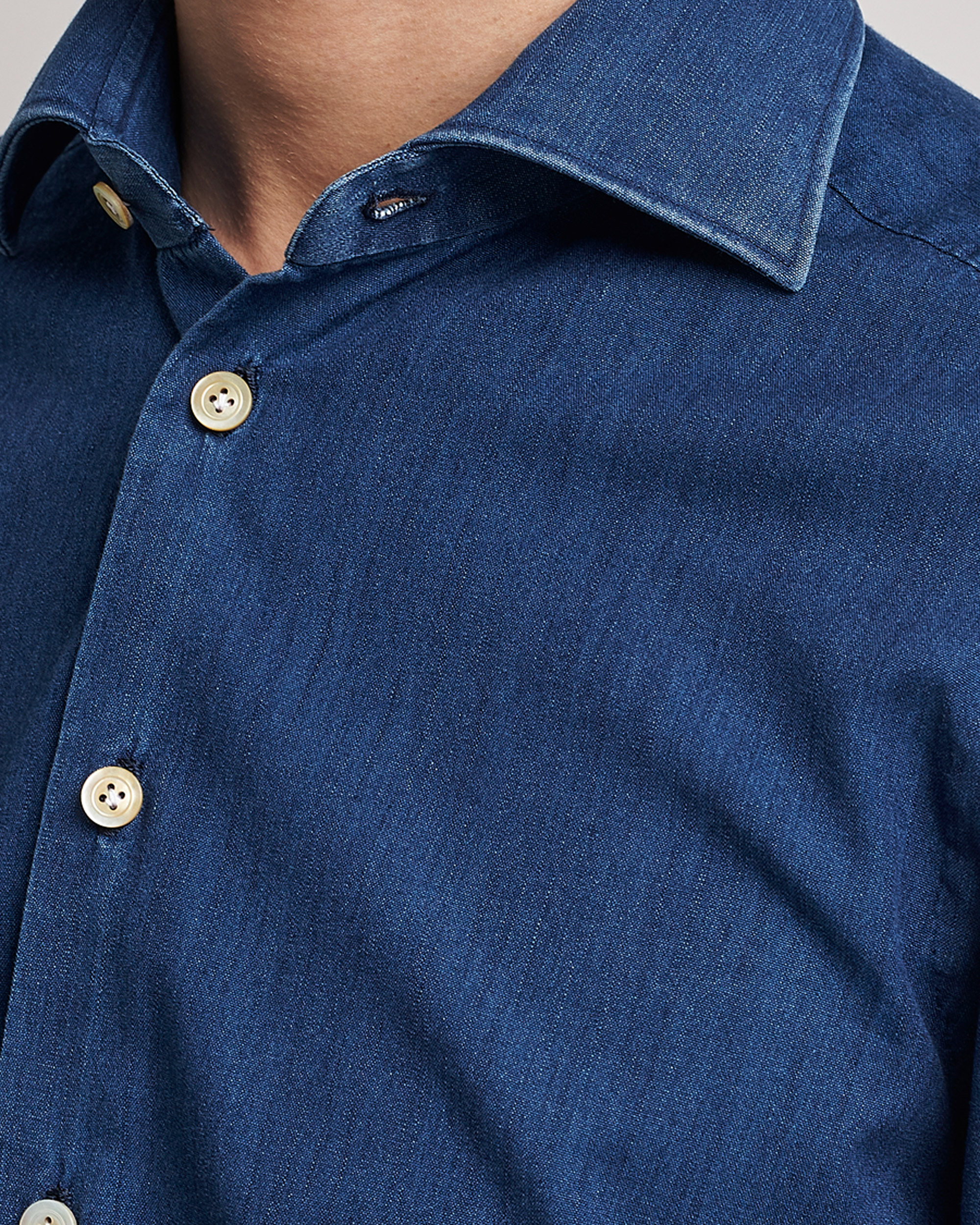 Hombres | Camisas | Kiton | Denim Sport Shirt Indigo Blue