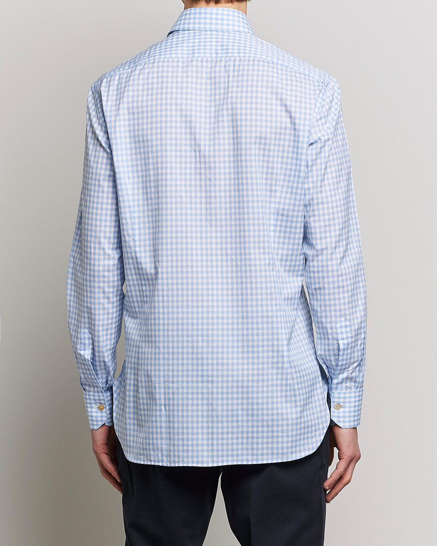 Hombres | Camisas | Kiton | Slim Fit Checked Dress Shirt Light Blue