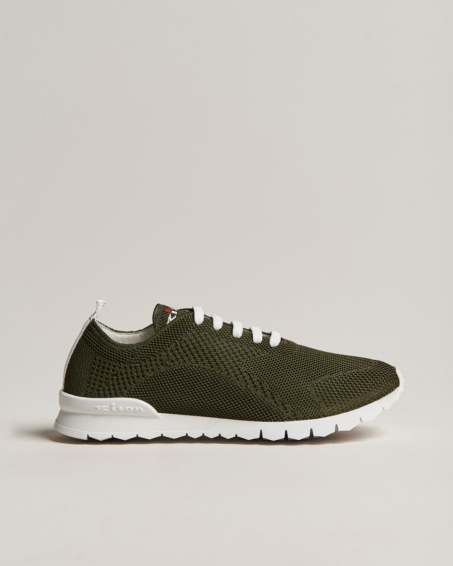 Hombres | Kiton Mesh Running Sneakers Dark Olive | Kiton | Mesh Running Sneakers Dark Olive