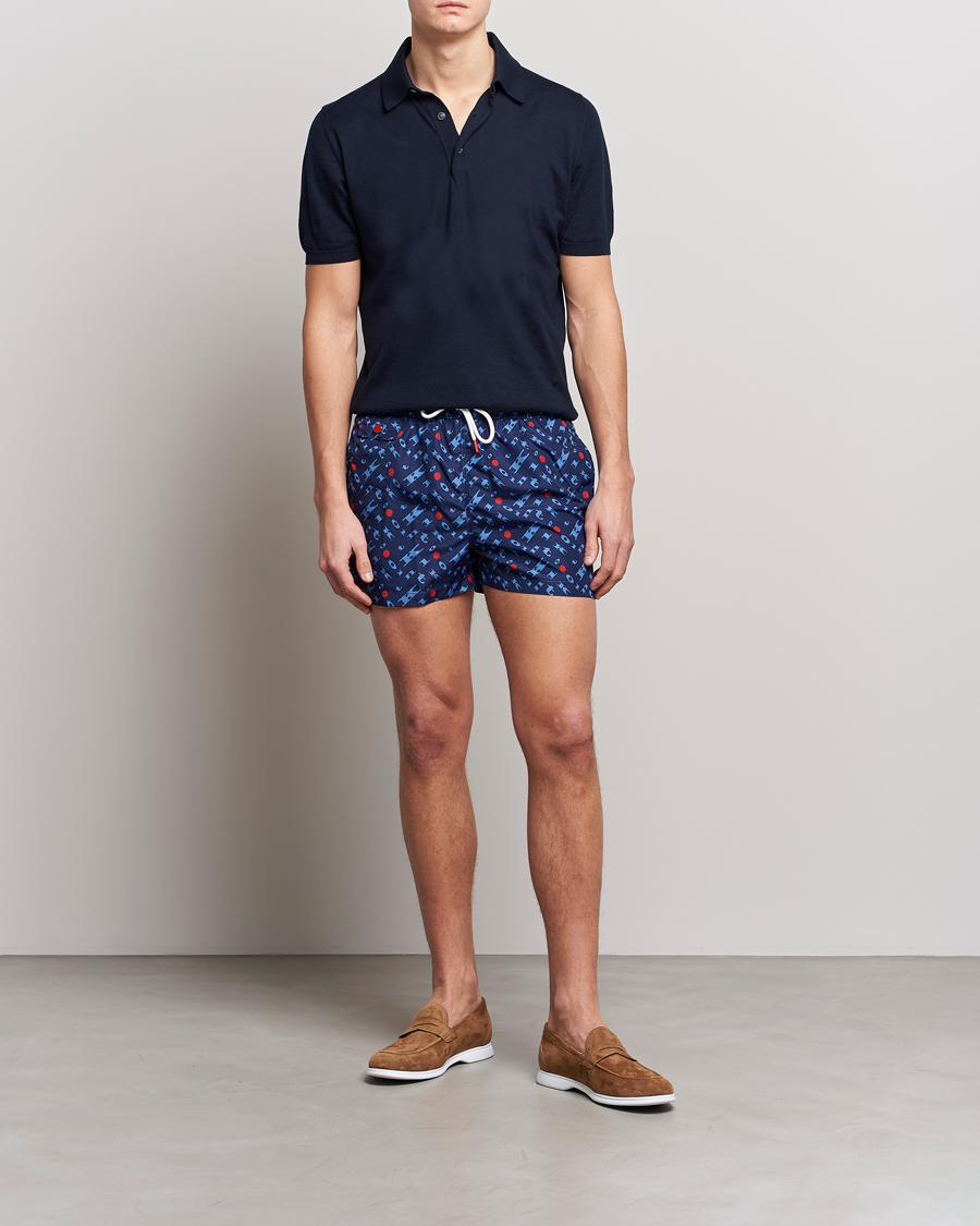 Hombres | Bañadores | Kiton | Printed Swim Trunks Navy