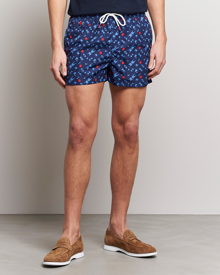 Hombres | Bañadores | Kiton | Printed Swim Trunks Navy