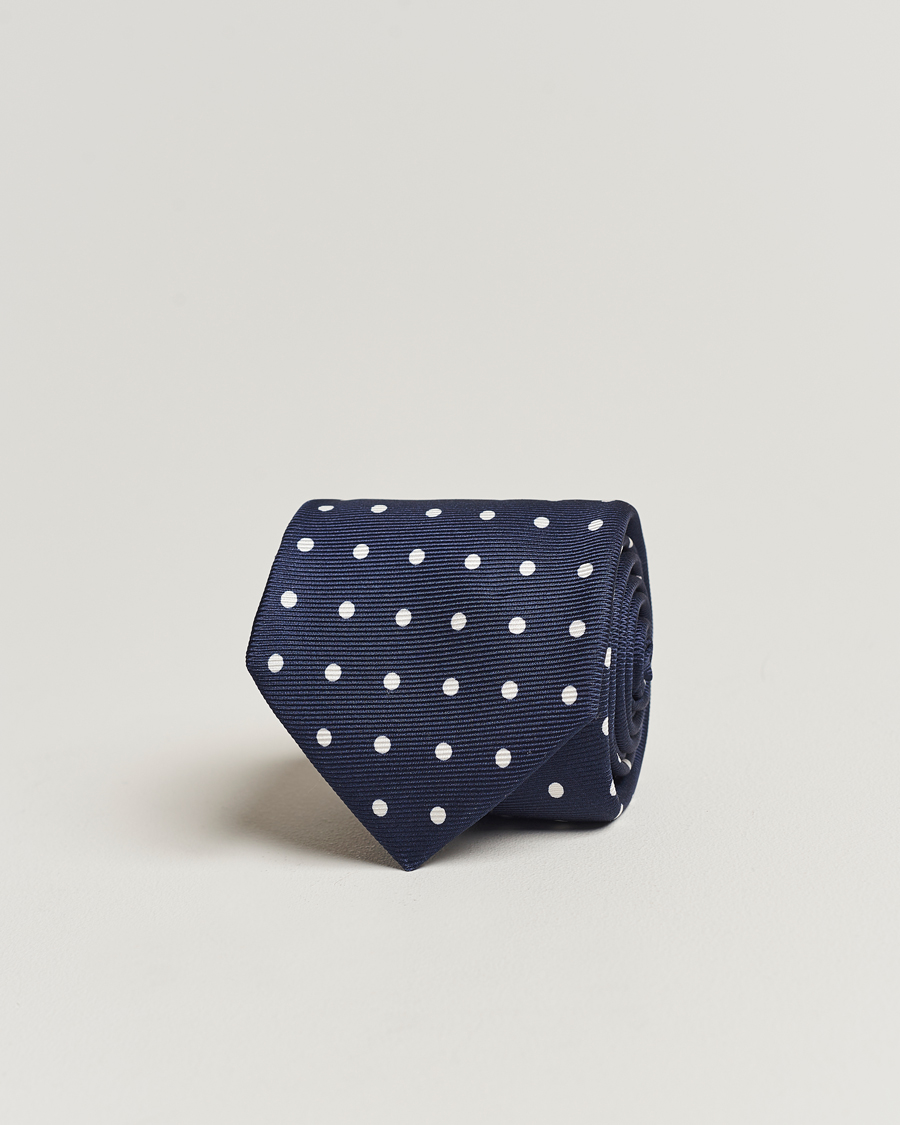 Hombres | Kiton Dotted Silk Tie Navy | Kiton | Dotted Silk Tie Navy
