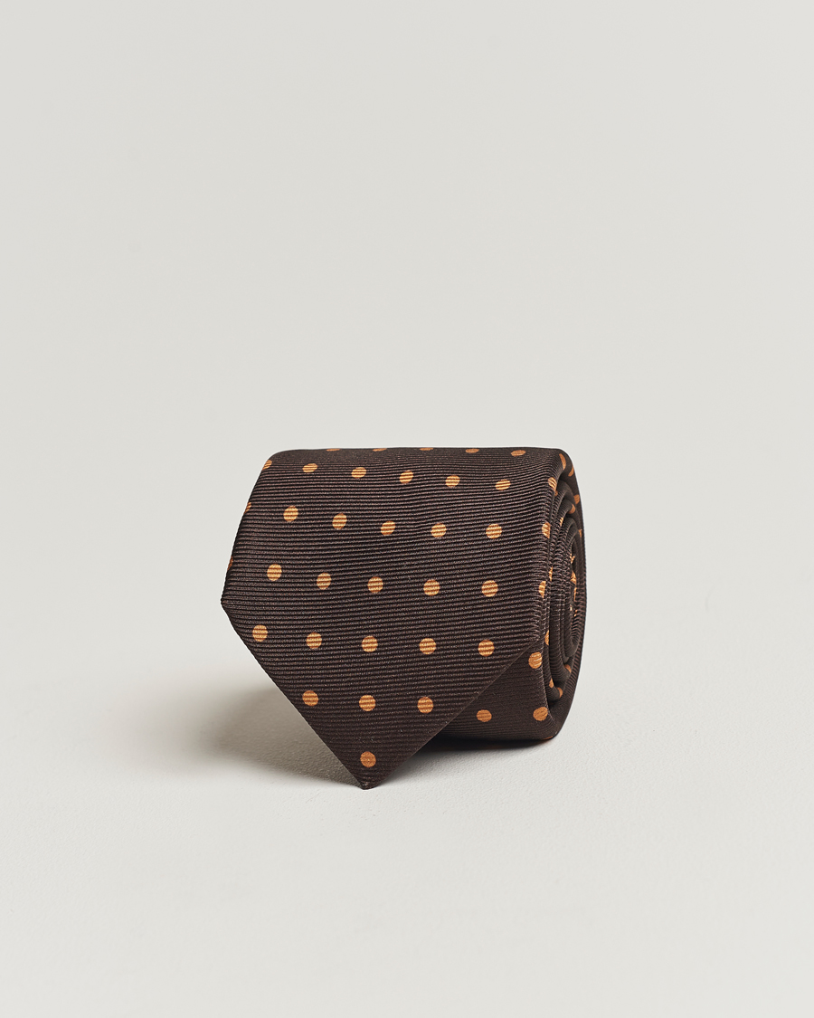 Hombres | Kiton Dotted Silk Tie Dark Brown | Kiton | Dotted Silk Tie Dark Brown