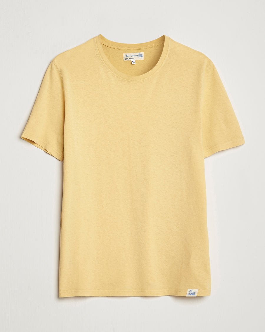 Hombres | Camisetas | Merz b. Schwanen | Organic Cotton Washed Crew Neck T-Shirt Yellow