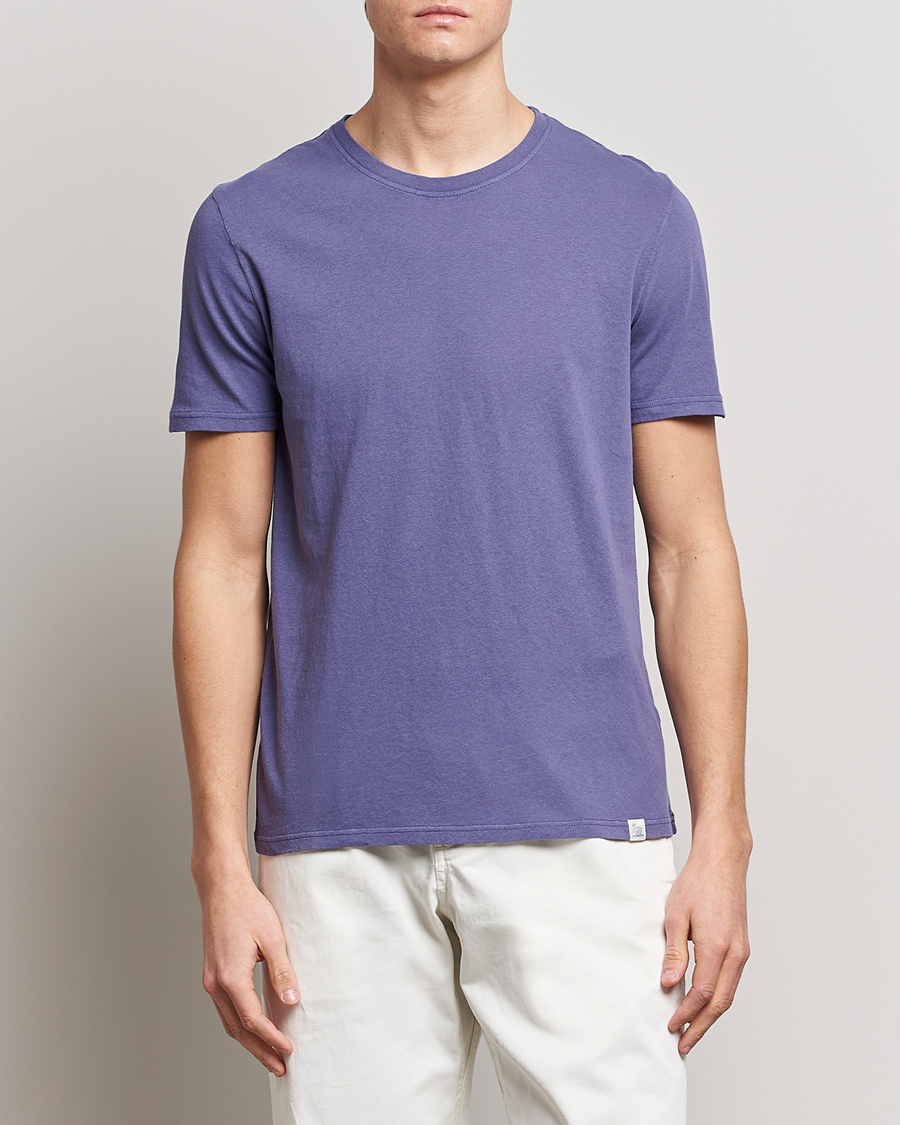 Hombres | Camisetas | Merz b. Schwanen | Organic Cotton Washed Crew Neck T-Shirt Purple
