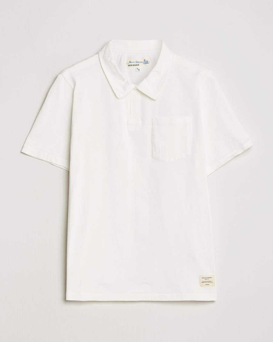 Hombres | Polos | Merz b. Schwanen | Organic Cotton Washed Polo White