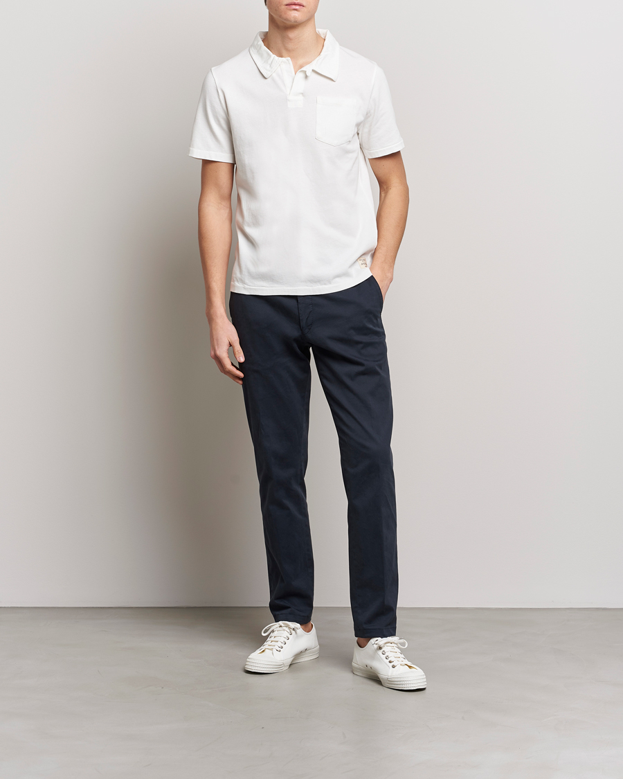 Hombres | Polos | Merz b. Schwanen | Organic Cotton Washed Polo White
