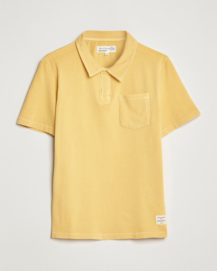 Hombres | Polos | Merz b. Schwanen | Organic Cotton Washed Polo Sunshine Yellow