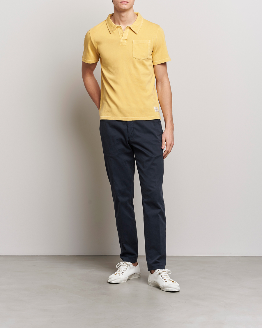 Hombres | Polos | Merz b. Schwanen | Organic Cotton Washed Polo Sunshine Yellow