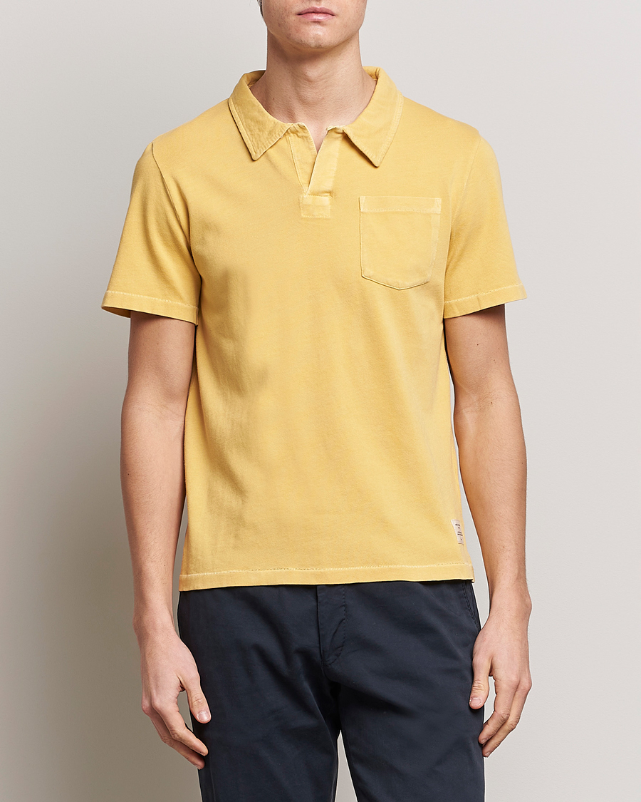 Hombres | Polos | Merz b. Schwanen | Organic Cotton Washed Polo Sunshine Yellow