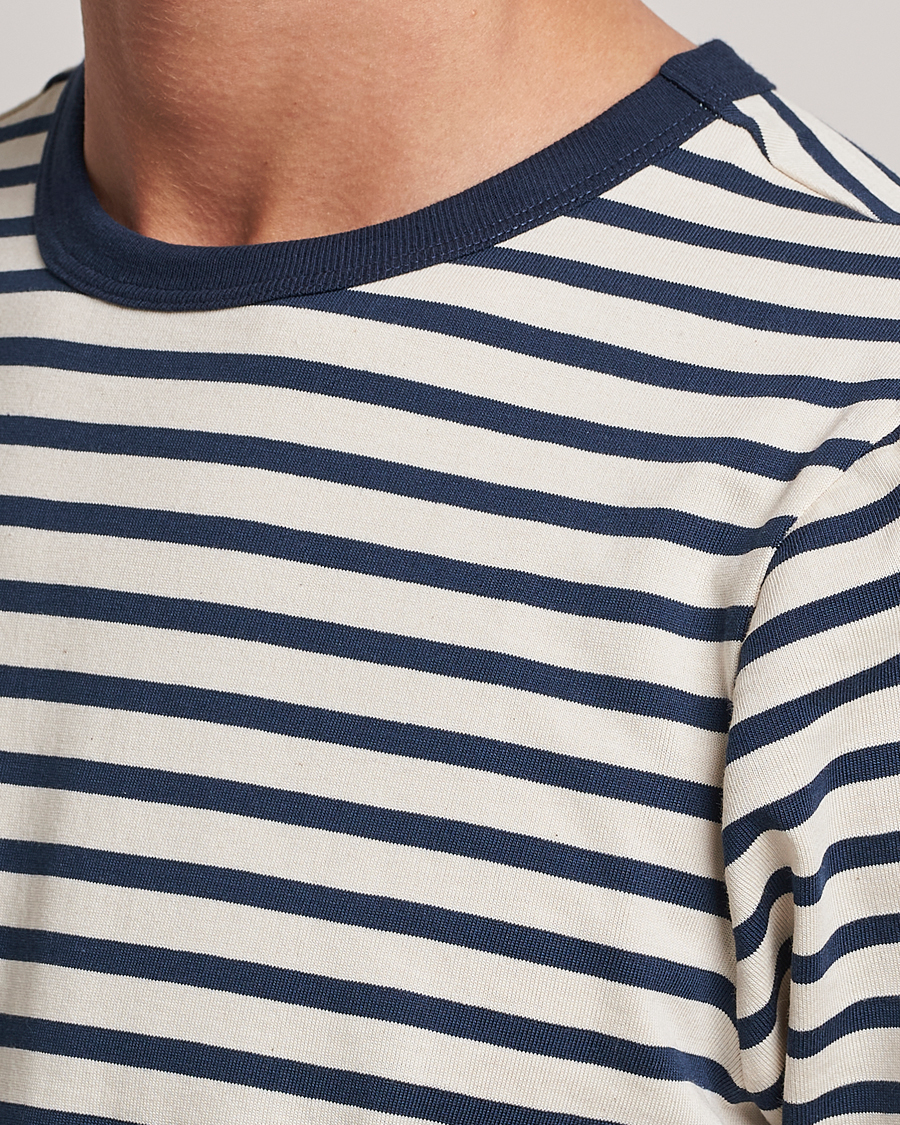 Hombres | Camisetas | Merz b. Schwanen | Relaxed Fit Striped Sturdy T-Shirt Ink/Nature